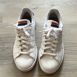 Comfortable white pride-edition adidas sneakers